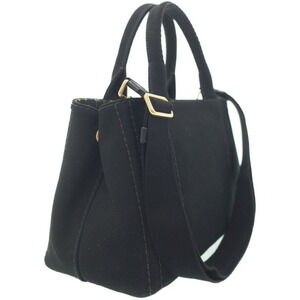 Prada handles handbag Orange Black canvas Canapa top 2way Tote
